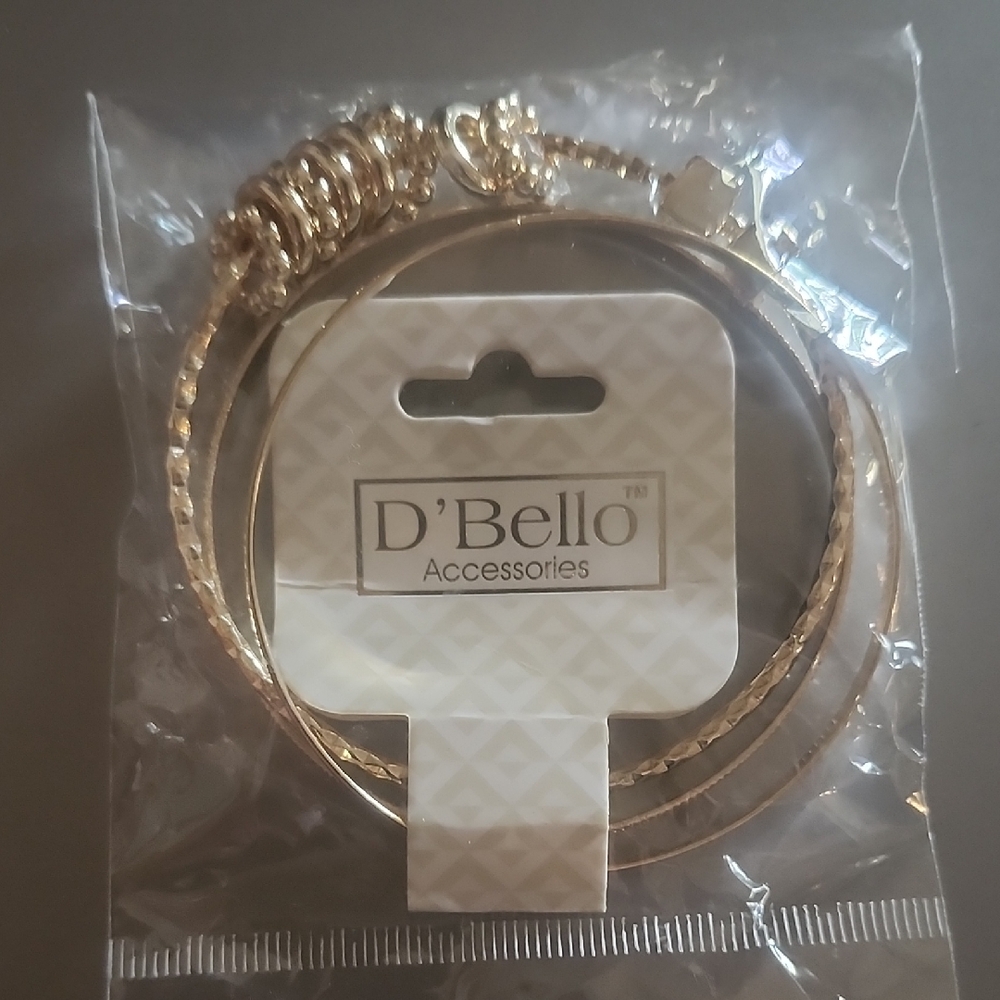 D'Bello Brand Gold Bangle Bracelet Set for Women NWT